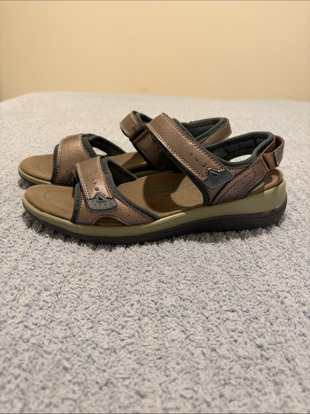 Ortho Feet Adjustable Bronze Comfort Sandals with Cushioned Footbed